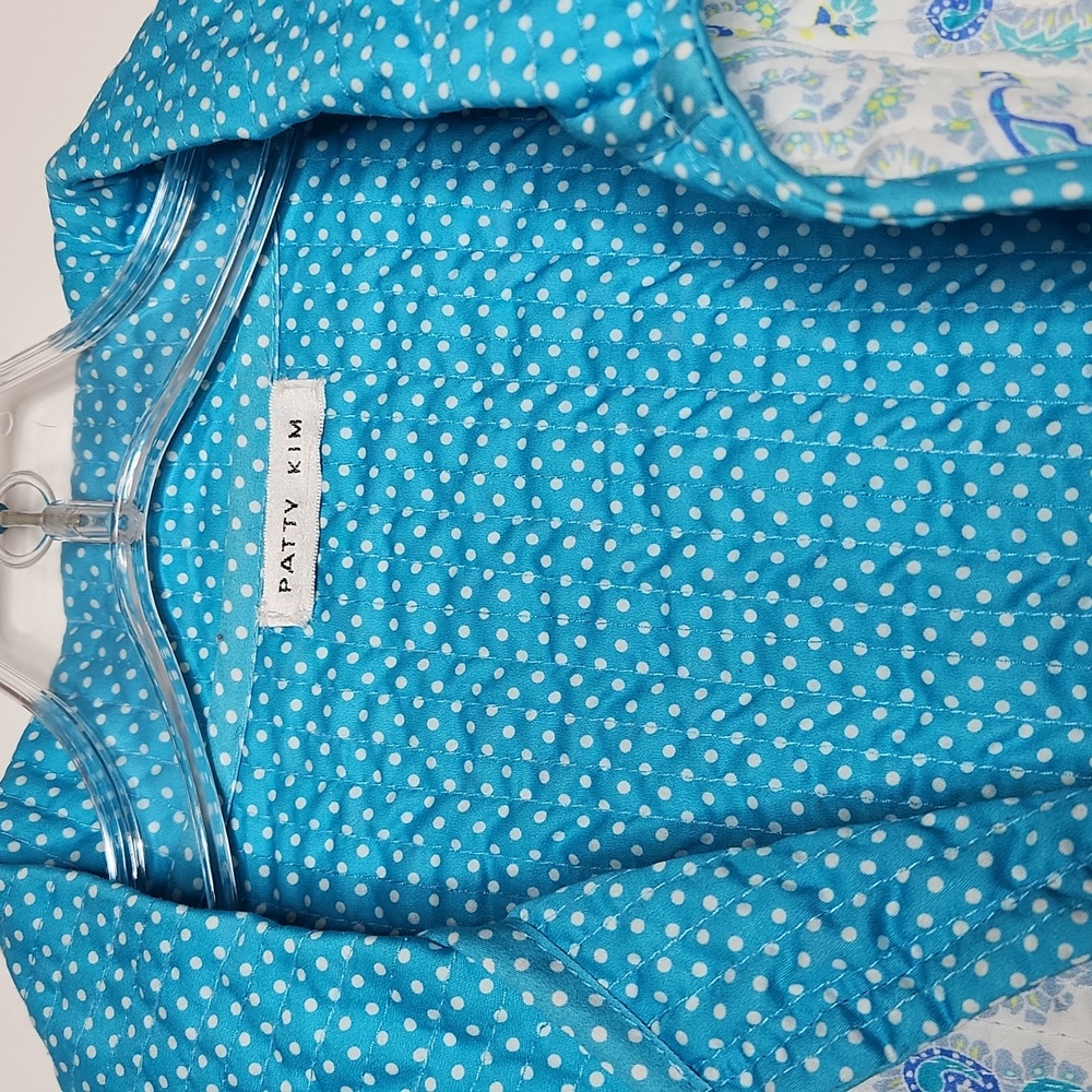 Patty Kim NY Reversible Quilted Blazer Jacket Mixed Print Paisley Polka Dot - Picture 7 of 13